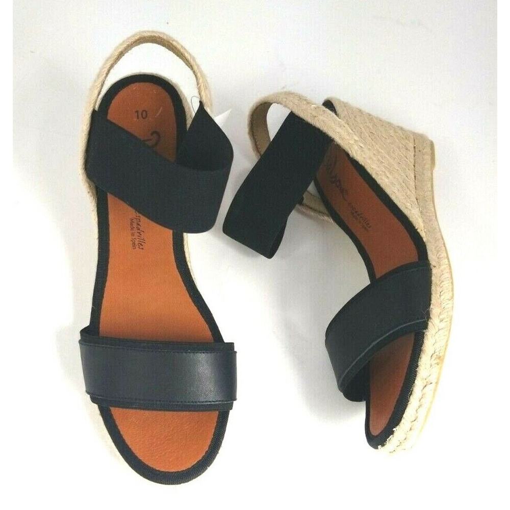 NWT Dalson Espadrilles Open-Toe Wedge Women's 10 Black Handmade Spain